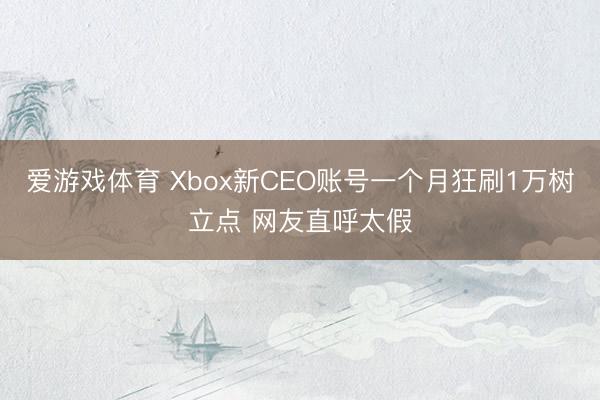 爱游戏体育 Xbox新CEO账号一个月狂刷1万树立点 网友直呼太假