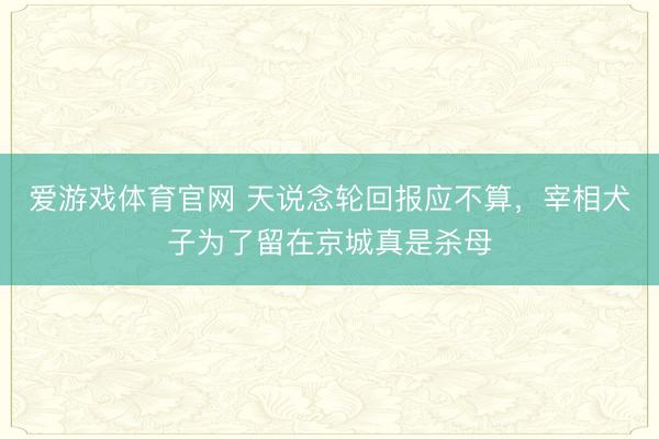 爱游戏体育官网 天说念轮回报应不算，宰相犬子为了留在京城真是杀母