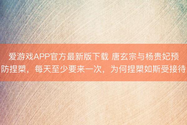爱游戏APP官方最新版下载 唐玄宗与杨贵妃预防捏槊，每天至少要来一次，为何捏槊如斯受接待