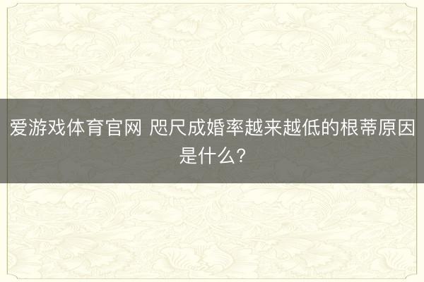 爱游戏体育官网 咫尺成婚率越来越低的根蒂原因是什么?