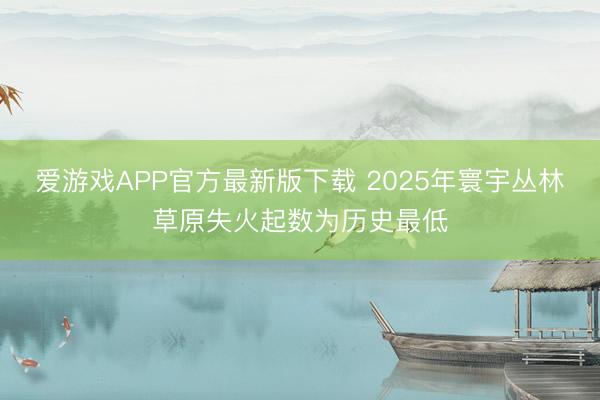 爱游戏APP官方最新版下载 2025年寰宇丛林草原失火起数为历史最低