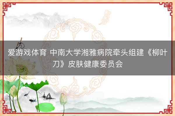 爱游戏体育 中南大学湘雅病院牵头组建《柳叶刀》皮肤健康委员会