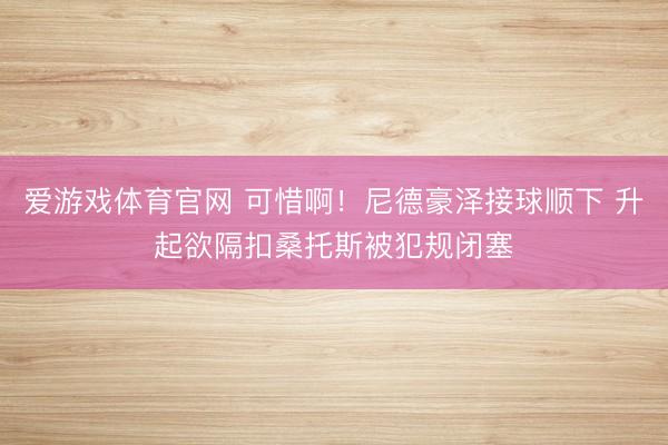 爱游戏体育官网 可惜啊！尼德豪泽接球顺下 升起欲隔扣桑托斯被犯规闭塞