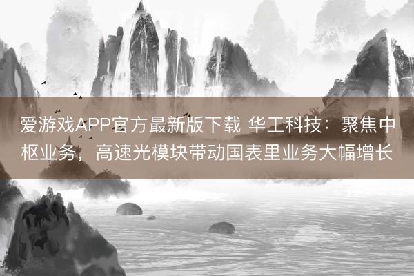 爱游戏APP官方最新版下载 华工科技：聚焦中枢业务，高速光模块带动国表里业务大幅增长