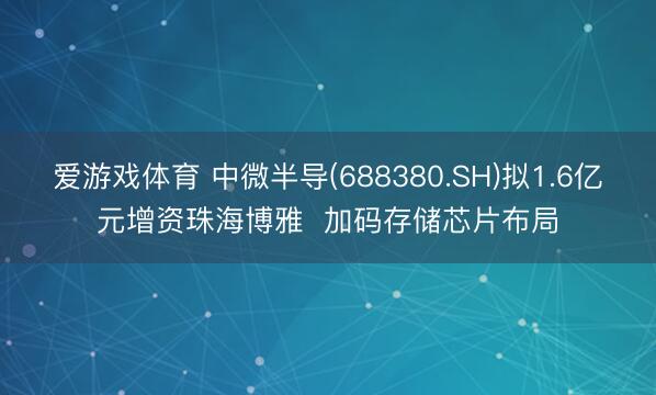 爱游戏体育 中微半导(688380.SH)拟1.6亿元增资珠海博雅  加码存储芯片布局