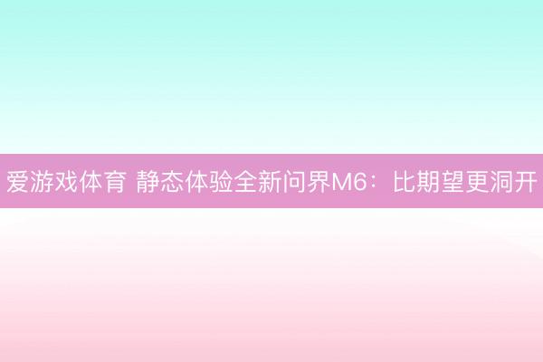 爱游戏体育 静态体验全新问界M6：比期望更洞开