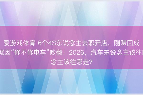 爱游戏体育 6个4S东说念主去职开店,刚赚回成本,就因“修不修电车”吵翻:2026,汽车东说念主该往哪走?