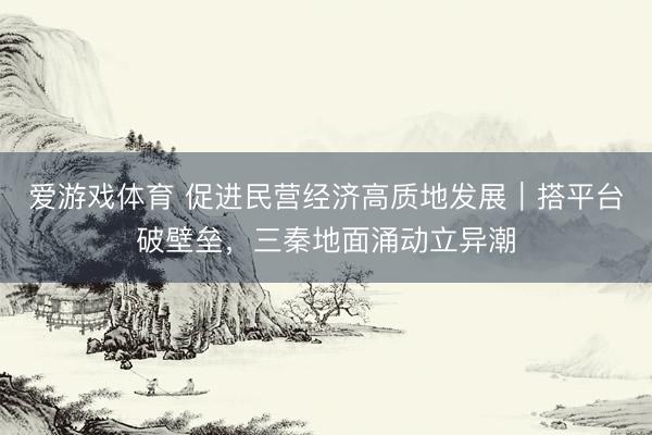 爱游戏体育 促进民营经济高质地发展｜搭平台破壁垒，三秦地面涌动立异潮