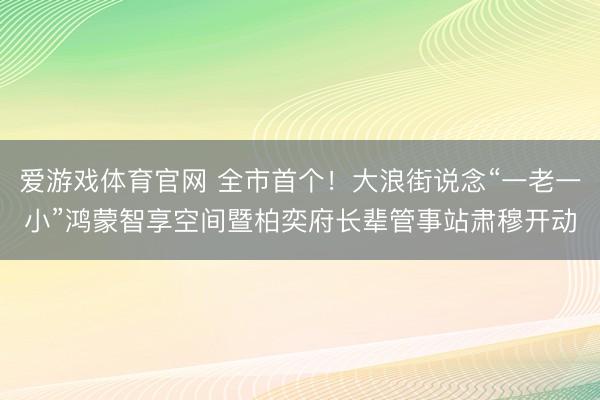 爱游戏体育官网 全市首个!大浪街说念“一老一小”鸿蒙智享空间暨柏奕府长辈管事站肃穆开动