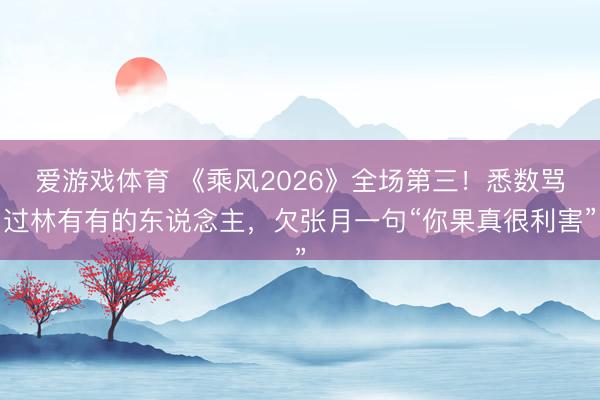 爱游戏体育 《乘风2026》全场第三!悉数骂过林有有的东说念主,欠张月一句“你果真很利害”
