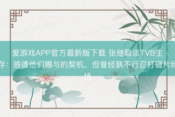 爱游戏APP官方最新版下载 张继聪谈TVB生存：感德他们赐与的契机，但曾经孰不行忍打砸片场