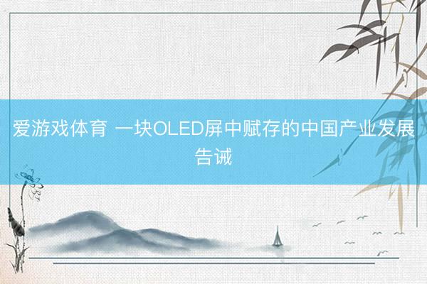 爱游戏体育 一块OLED屏中赋存的中国产业发展告诫