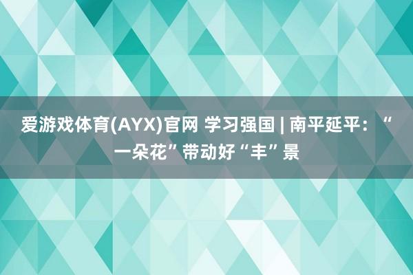 爱游戏体育(AYX)官网 学习强国 | 南平延平:“一朵花”带动好“丰”景