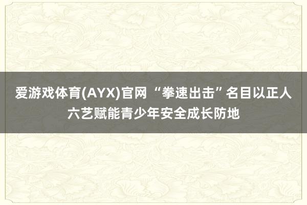 爱游戏体育(AYX)官网 “拳速出击”名目以正人六艺赋能青少年安全成长防地