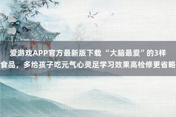 爱游戏APP官方最新版下载 “大脑最爱”的3样食品，多给孩子吃元气心灵足学习效果高检修更省略