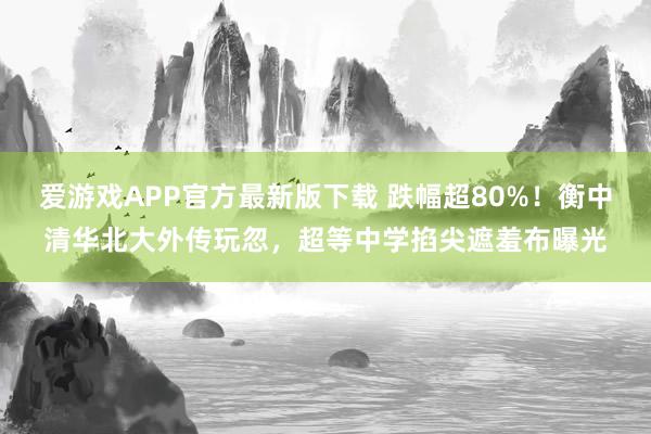 爱游戏APP官方最新版下载 跌幅超80%!衡中清华北大外传玩忽,超等中学掐尖遮羞布曝光