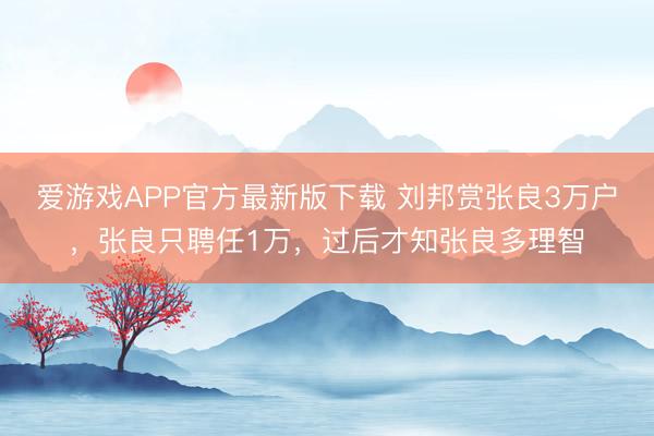 爱游戏APP官方最新版下载 刘邦赏张良3万户,张良只聘任1万,过后才知张良多理智
