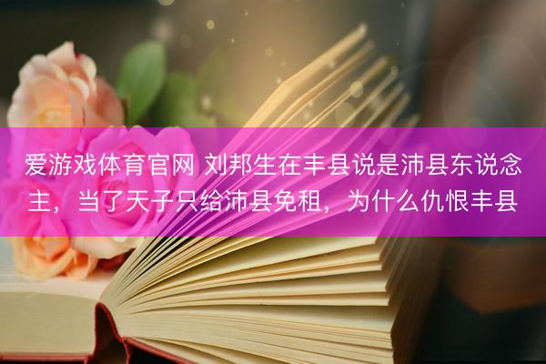 爱游戏体育官网 刘邦生在丰县说是沛县东说念主,当了天子只给沛县免租,为什么仇恨丰县