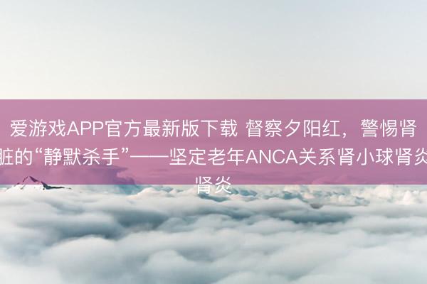 爱游戏APP官方最新版下载 督察夕阳红,警惕肾脏的“静默杀手”——坚定老年ANCA关系肾小球肾炎