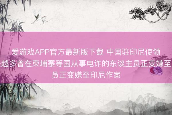 爱游戏APP官方最新版下载 中国驻印尼使领馆:越来越多曾在柬埔寨等国从事电诈的东谈主员正变嫌至印尼作案