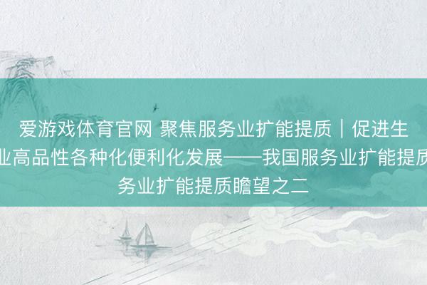 爱游戏体育官网 聚焦服务业扩能提质|促进生涯性服务业高品性各种化便利化发展——我国服务业扩能提质瞻望之二