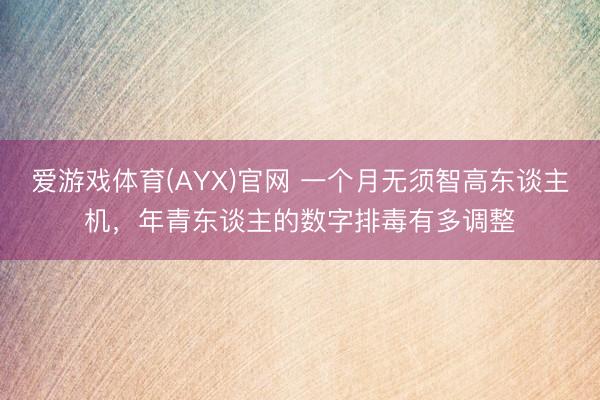 爱游戏体育(AYX)官网 一个月无须智高东谈主机，年青东谈主的数字排毒有多调整