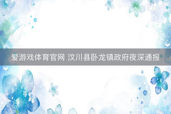 爱游戏体育官网 汶川县卧龙镇政府夜深通报